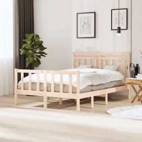 Small double bed frame solid wood 135x190 cm by , Beds and slatted bases - Ref: Foro24-3100694, Price: 156,60 €, Discount: %