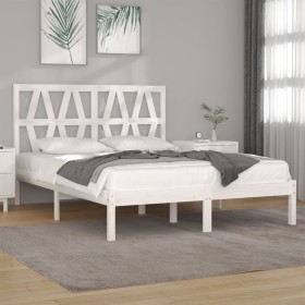 Estructura de cama madera maciza de pino blanca 150x200 cm de , Camas y somieres - Ref: Foro24-3104004, Precio: 150,15 €, Des...