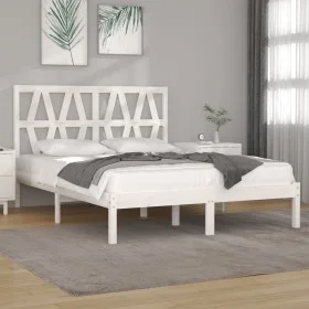 Massives Bettgestell aus weißem Kiefernholz, 150 x 200 cm von , Betten und Lattenroste - Ref: Foro24-3104004, Preis: 148,09 €...