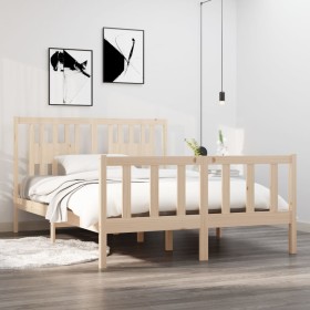 Solid wood double bed frame 135x190 cm by , Beds and slatted bases - Ref: Foro24-3104103, Price: 138,86 €, Discount: %