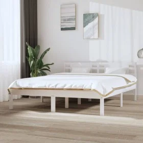 White solid wood bed frame King Size 150x200 cm by , Beds and slatted bases - Ref: Foro24-3104224, Price: 146,42 €, Discount: %