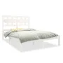 Weißer Massivholzbettrahmen 135x190 cm von , Betten und Lattenroste - Ref: Foro24-3105641, Preis: 150,60 €, Rabatt: %