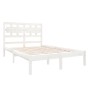 Weißer Massivholzbettrahmen 135x190 cm von , Betten und Lattenroste - Ref: Foro24-3105641, Preis: 152,80 €, Rabatt: %