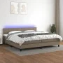 Cama box spring colchón y luces LED tela gris taupe 200x200 cm de , Camas y somieres - Ref: Foro24-3133185, Precio: 626,79 €,...