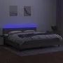 Box spring bed with mattress and LED lights taupe gray fabric 200x200 cm by , Beds and slatted bases - Ref: Foro24-3133185, P...
