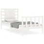 Single bed frame with white solid wood headboard by , Beds and slatted bases - Ref: Foro24-3192777, Price: 113,56 €, Discount: %