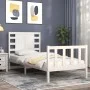 Single bed frame with white solid wood headboard by , Beds and slatted bases - Ref: Foro24-3192777, Price: 113,56 €, Discount: %