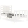 Single bed frame with white solid wood headboard by , Beds and slatted bases - Ref: Foro24-3192777, Price: 113,56 €, Discount: %