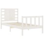 Single bed frame with white solid wood headboard by , Beds and slatted bases - Ref: Foro24-3192777, Price: 111,73 €, Discount: %