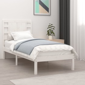 Estructura de cama madera maciza individual blanco 75x190 cm de , Camas y somieres - Ref: Foro24-3104179, Precio: 99,60 €, De...
