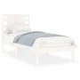 White single solid wood bed frame 75x190 cm by , Beds and slatted bases - Ref: Foro24-3104179, Price: 98,26 €, Discount: %