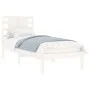 White single solid wood bed frame 75x190 cm by , Beds and slatted bases - Ref: Foro24-3104179, Price: 98,26 €, Discount: %