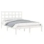 Estructura de cama de madera maciza blanca 135x190 cm de , Camas y somieres - Ref: Foro24-3105446, Precio: 137,37 €, Descuent...
