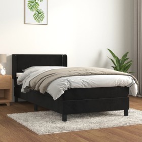 Cama box spring con colchón terciopelo negro 100x200 cm