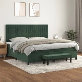 Box spring bed with dark green velvet mattress 200x200 cm by , Beds and slatted bases - Ref: Foro24-3137986, Price: 805,01 €,...