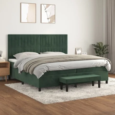Box spring bed with dark green velvet mattress 200x200 cm by , Beds and slatted bases - Ref: Foro24-3137986, Price: 805,01 €,...