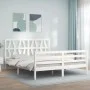 Doppelbettgestell mit weißem Kopfteil aus Massivholz von , Betten und Lattenroste - Ref: Foro24-3194382, Preis: 161,24 €, Rab...