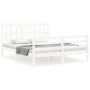 Estructura de cama matrimonio con cabecero madera maciza blanco de , Camas y somieres - Ref: Foro24-3194382, Precio: 161,16 €...