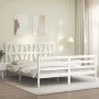 Doppelbettgestell mit weißem Kopfteil aus Massivholz von , Betten und Lattenroste - Ref: Foro24-3194382, Preis: 161,24 €, Rab...