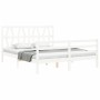 Estructura de cama matrimonio con cabecero madera maciza blanco de , Camas y somieres - Ref: Foro24-3194382, Precio: 161,16 €...