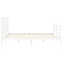 Estructura de cama matrimonio con cabecero madera maciza blanco de , Camas y somieres - Ref: Foro24-3194382, Precio: 161,16 €...