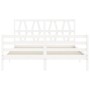 Estructura de cama matrimonio con cabecero madera maciza blanco de , Camas y somieres - Ref: Foro24-3194382, Precio: 161,16 €...