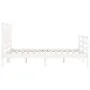 Double bed frame with white solid wood headboard by , Beds and slatted bases - Ref: Foro24-3194027, Price: 167,92 €, Discount: %