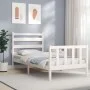 Weißer Massivholzbettrahmen mit Kopfteil 100x200 cm von , Betten und Lattenroste - Ref: Foro24-3192027, Preis: 128,39 €, Raba...