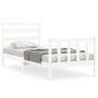White solid wood bed frame with headboard 100x200 cm by , Beds and slatted bases - Ref: Foro24-3192027, Price: 130,43 €, Disc...