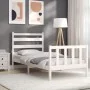 Estructura de cama con cabecero madera maciza blanco 100x200 cm de , Camas y somieres - Ref: Foro24-3192027, Precio: 128,39 €...