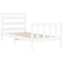 Weißer Massivholzbettrahmen mit Kopfteil 100x200 cm von , Betten und Lattenroste - Ref: Foro24-3192027, Preis: 130,43 €, Raba...