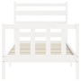 Weißer Massivholzbettrahmen mit Kopfteil 100x200 cm von , Betten und Lattenroste - Ref: Foro24-3192027, Preis: 130,43 €, Raba...