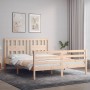Bed frame with solid wood headboard 160x200 cm by , Beds and slatted bases - Ref: Foro24-3194581, Price: 150,09 €, Discount: %
