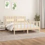 Bed frame with solid pine wood headboard 160x200 cm by , Beds and slatted bases - Ref: Foro24-3188176, Price: 142,70 €, Disco...