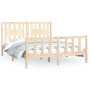 Bed frame with solid pine wood headboard 160x200 cm by , Beds and slatted bases - Ref: Foro24-3188176, Price: 144,58 €, Disco...