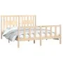 Bed frame with solid pine wood headboard 160x200 cm by , Beds and slatted bases - Ref: Foro24-3188176, Price: 142,70 €, Disco...