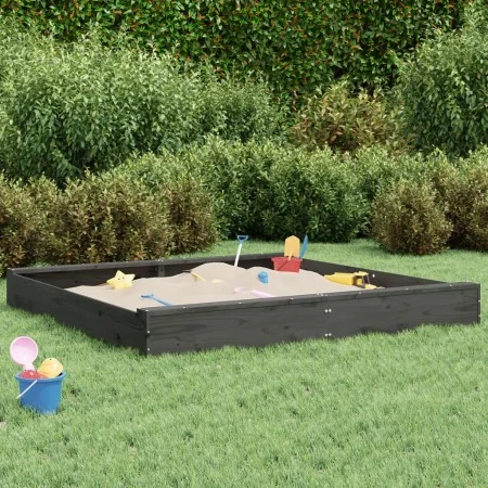 Sandbox with square seats in solid gray pine wood by , sandboxes - Ref: Foro24-825039, Price: 97,78 €, Discount: %