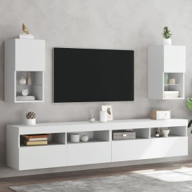 Muebles para TV con luces LED 2 uds blanco 30,5x30x60 cm