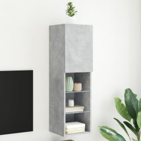 Concrete gray TV cabinet with LED lights 30.5x30x102 cm by , TV Furniture - Ref: Foro24-837021, Price: 63,39 €, Discount: %