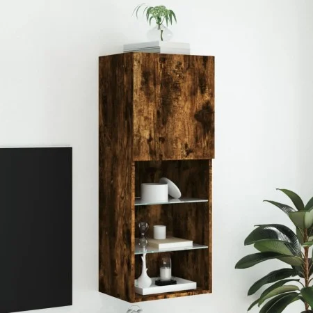 TV-Schrank mit LED-Leuchten, geräucherte Eiche, 40,5 x 30 x 102 cm von , TV-Möbel - Ref: Foro24-837061, Preis: 60,88 €, Rabat...