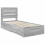 Estructura de cama con cajón Gris Sonoma y Plata 75 x 190 cm en Conjuntos de muebles | Comprar online en Foro24