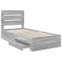 Estructura de cama con cajón Gris Sonoma y Plata 75 x 190 cm en Conjuntos de muebles | Comprar online en Foro24