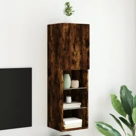TV cabinet with LED lights smoked oak 30.5x30x102 cm by , TV Furniture - Ref: Foro24-837023, Price: 56,24 €, Discount: %