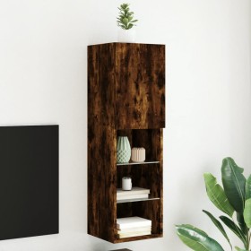TV-Schrank mit LED-Leuchten, geräucherte Eiche, 30,5 x 30 x 102 cm von , TV-Möbel - Ref: Foro24-837023, Preis: 57,02 €, Rabat...