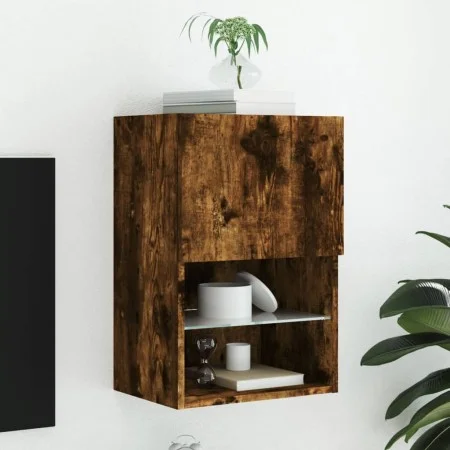 TV-Schrank mit LED-Leuchten, geräucherte Eiche, 40,5 x 30 x 60 cm von , TV-Möbel - Ref: Foro24-837037, Preis: 41,43 €, Rabatt: %