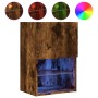 Mueble para TV con luces LED roble ahumado 40,5x30x60 cm de , Muebles TV - Ref: Foro24-837037, Precio: 43,23 €, Descuento: %
