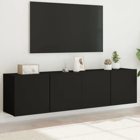Wall TV cabinets 2 units black 80x30x41 cm by , TV Furniture - Ref: Foro24-836955, Price: 108,33 €, Discount: %
