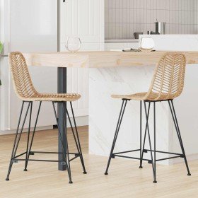 Silla de Bar 2 pcs Natural 44,5 x 54,5 x 97,5 cm Ratan e Hierro en Taburetes de cocina | Comprar online en Foro24