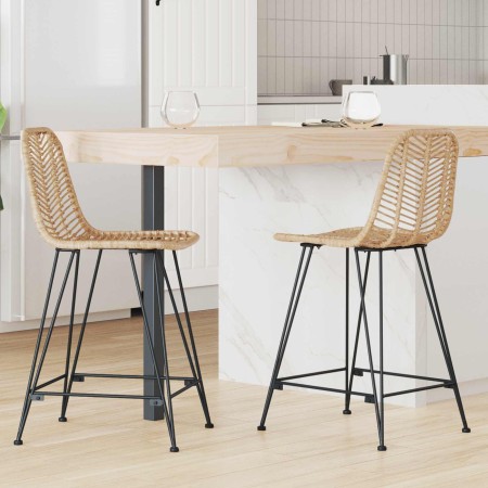 Silla de Bar 2 pcs Natural 44,5 x 54,5 x 97,5 cm Ratan e Hierro en Taburetes de cocina | Comprar online en Foro24