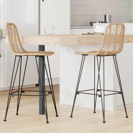 Silla de Bar 2 pcs Natural 44,5 x 53 x 111 cm Ratan e Hierro en Taburetes de cocina | Comprar online en Foro24